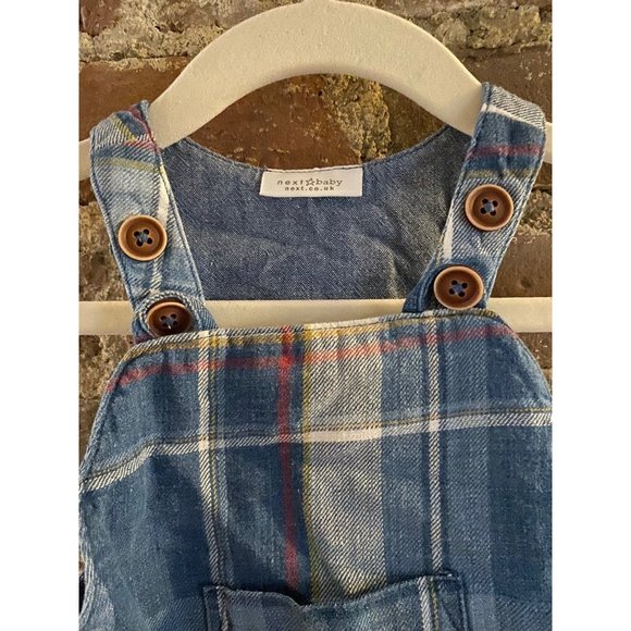 Next Blue Plaid Overalls 3-6m - Picture 3 of 8